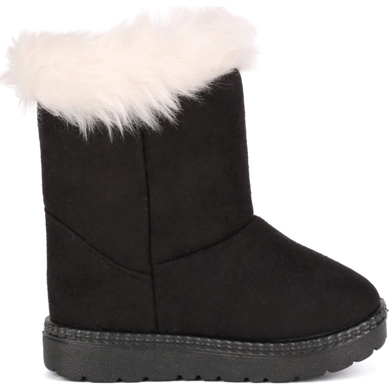 Femizee Toddler Girls Boots Warm Winter Snow Boots for Kid Boys Flat Button Size 7 Toddler,Black 25 - Image 4